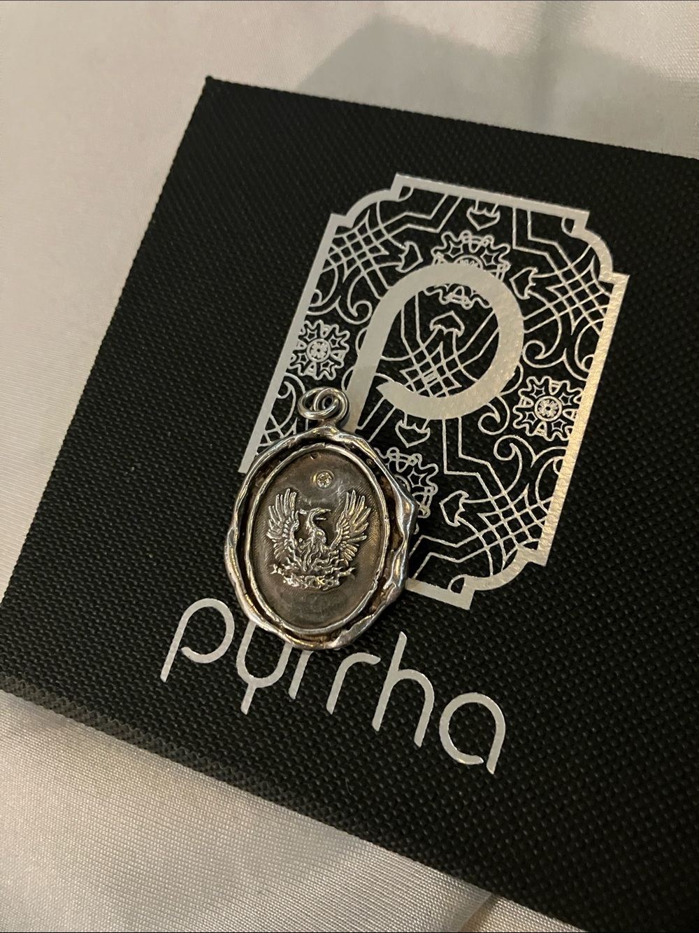 Pyrrha Silver Phoenix Fire Within diamond Pendant